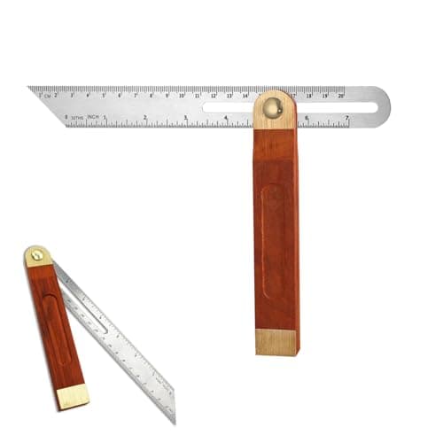 Image of Adjustable Carpentry Square Bevel Gauge T Bevel Blade Ruler with Hardwood Handle Angle Measurement Tool Stainless Steel Blade Ruler For Craftsman Carpenter Architect Engineer Woodworking