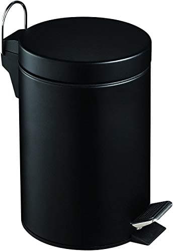 Image of HOMION 5L Litre Round Pedal Bin Stainless Steel Toilet Bath Bathroom Kitchen Bin with Inner Bucket 5 Liter (Black)