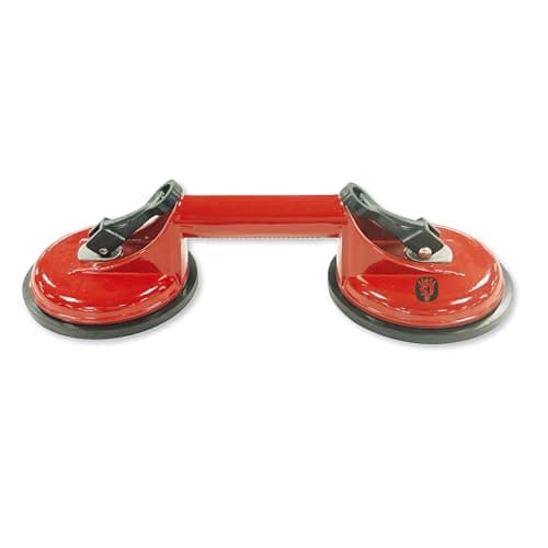 Image of Spear & Jackson ASCD118 Double Aluminium Suction Cup - High Performance Lifter Tool for Glass, Granite, Tile, Metal, Wood Panel Lifting - 110kg Lifting Capacity - Twin Suction Easy Lock & Release