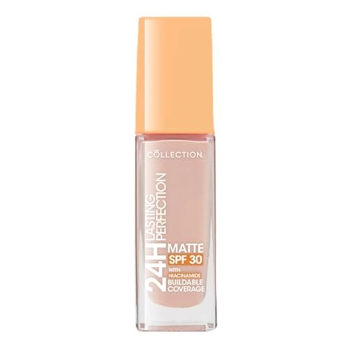 Image of Collection Cosmetics Lasting Perfection Matte Foundation, Full Coverage, Anti-Ageing Effect, 24 Hour Wear, SPF 30, Contains Niacinamide, 27ml, Rose Porcelain Cool