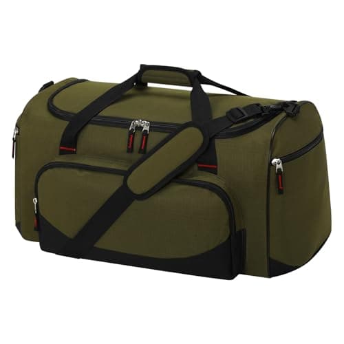 Image of LONALIA 45L Gym Sports Duffle Bag - 20 inch Weekend Holdall Duffel Bag for Travel Overnight Training (Olive Green)