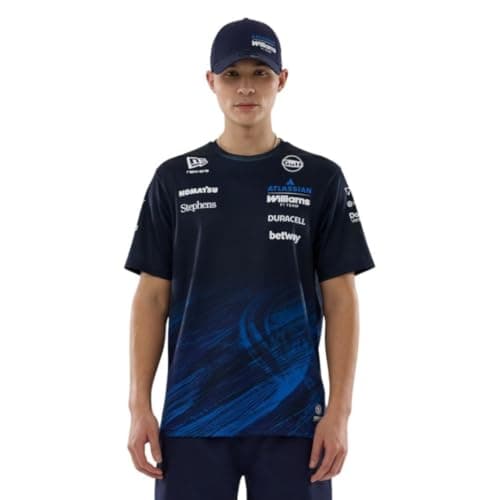 Image of New Era Williams Racing F1 Team, Official 2026 Collection, Team Tech T-Shirt, Shirt, Tee, Jersey, Navy Blue (UK, Alpha, M, Regular, Regular)