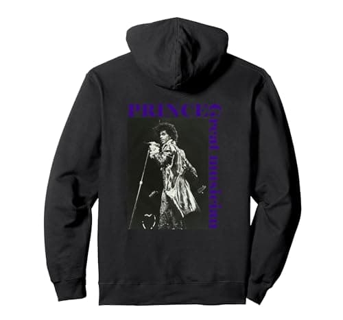 Image of PRINCE_Purple Rain_007_Back Printed Pullover Hoodie, Adult Unisex, Black, Large