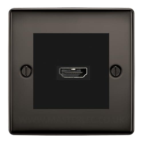 Image of BG Nexus Black Nickel 1 Gang HDMI Socket Black Insert