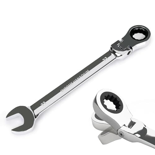 Image of EGOFINE 22mm Adjustable Spanner Flex Head, Ratchet Spanner Metric, Industrial Grade Gear Wrench with 12 Point Box End, 72-Teeth Ratchet, Chrome Vanadium Steel