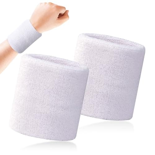 Image of Quelcc 2 Pcs Wristbands Sweatbands, Sweat Bands Wristbands, Sweatbands Soft Thicken Cotton, for Tennis Gymnastics Football Basketball, Running Athletic Sports