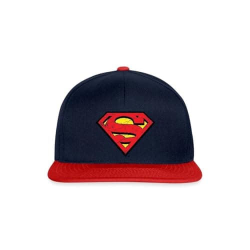 Image of Spreadshirt Superman S-Shield Logo Vintage Snapback Cap, One Size, Navy/red