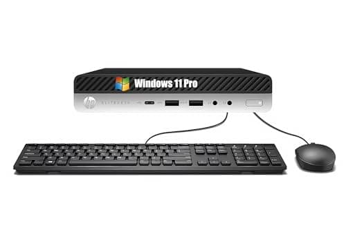 Image of HP EliteDesk 800 G3 Mini Desktop Computer PC, Intel Core i3-6100T, 8GB RAM, 256GB SSD, WiFi, Bluetooth, US Keyboard, Windows 11 Pro (Refurbished)