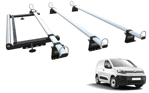 Image of TITAN WorkReady Van Roof Rack 3 Bars - Compatible Fittings to fit a CITROEN BERLINGO Van Mk3 (2018-onward) - With Rear Roller