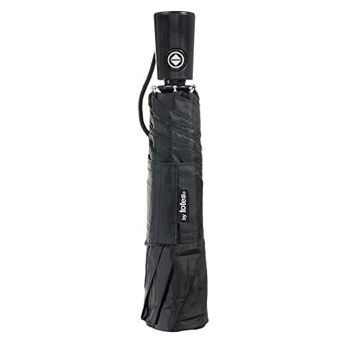 Image of totes Automatic Open Close Water-Resistant Travel Folding Umbrella, (Basic Black - NeverWet technology)