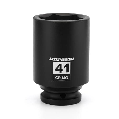Image of MIXPOWER 3/4" Drive Deep Impact Socket, CR-MO, 41mm, Metric, 6 Point, Axle Nut Impact Grade Socket for Easy Removal
