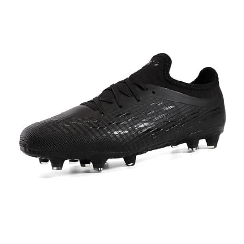 Image of GWMDKI Mens Football Boots Cleats Professional Spikes Soccer Shoes Training Sneakers Black 6.5UK