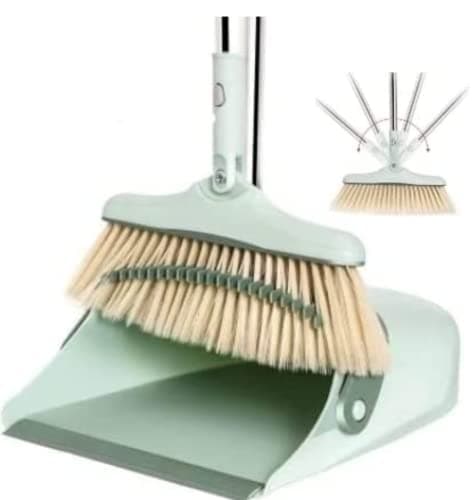 Image of EVENT! SWISSPACK TWIST 54" Long Handled Dustpan and Brush, Broom and Dustpan Set, Household Dust pan Combo, Long Handle for Indoor Outdoor Household Cleaning and Sweeping Green