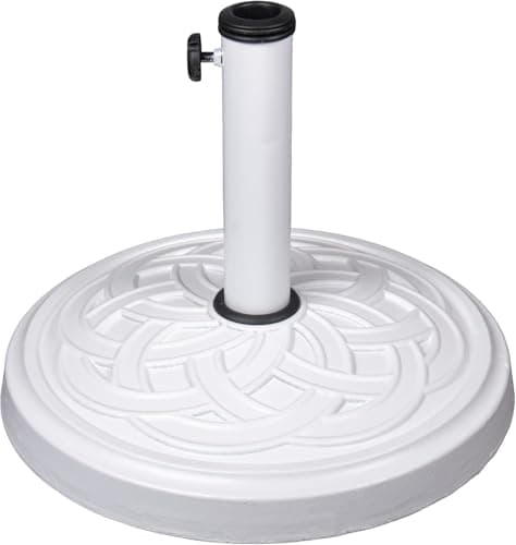 Image of Relsy White Stone 12KG Parasol Base For Patio & Garden Furniture Umbrella Stand, Resin White Parasol Bases Heavy Duty For Poles Up To 50mm - Model 05
