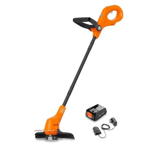 Image of Flymo 18V SimpliTrim 250 Cordless Grass Trimmer – Lightweight & Easy-to-Use for Precise Lawn Edging – Battery & Charger Included, Orange