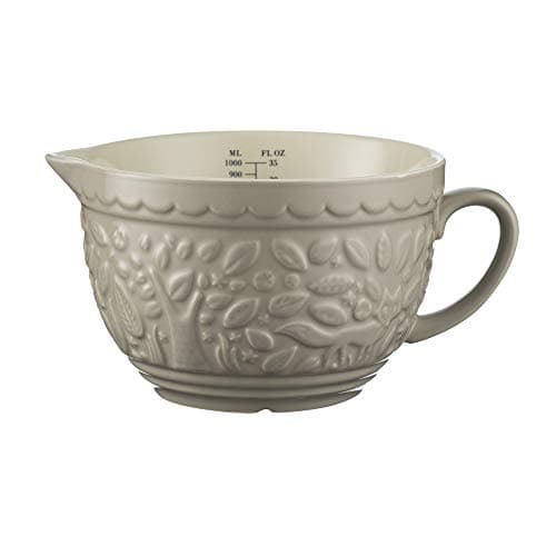 Image of Mason Cash in The Forest Fox Measuring Jug 1 Litre | Stone Grey Stoneware Jug with Handle & Spout, Embossed Woodland Design