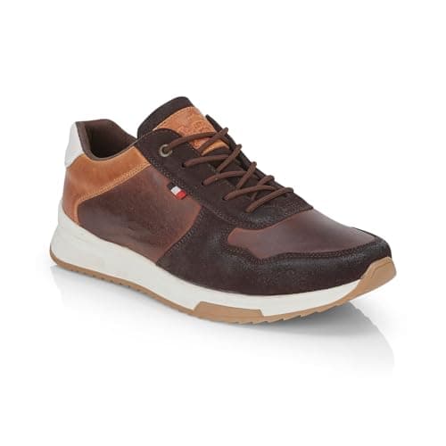 Image of Catesby Avon Mens Trainers Waxy Nubuck Leather Classic Casual Shoes Extra Padded Comfort Sneakers for Men, Coffee, UK 10