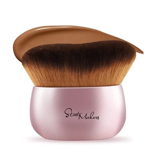 Image of Self Tanning Brush for Face Body - Start Makers Body Makeup Brush for Tan, Fake Tan Applicator & Sunscreen Brush - Kabuki Foundation Tool for Legs Arms - Ultra Soft Synthetic Bristles, Rose Gold
