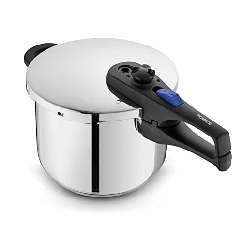 Image of Tower Express Pressure Cooker with Bakelite Lid Lock System, Visual Pressure Indicator, 6L, Stainless Steel