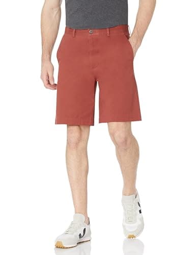 Image of Amazon Essentials Men's Classic Fit 9" (23cm) Pocketed Chino Shorts, Rust, 40W