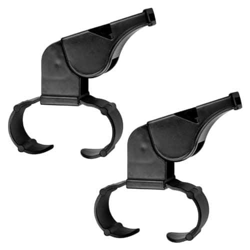 Image of GLADFRESIT 2 Pcs Handheld Whistle Plastic Sports Whistle With Finger Grip Regular Reusable Referee Whistle Schiedrichter Finger Pfeife Loud Crisp Sound Whistle(Black)