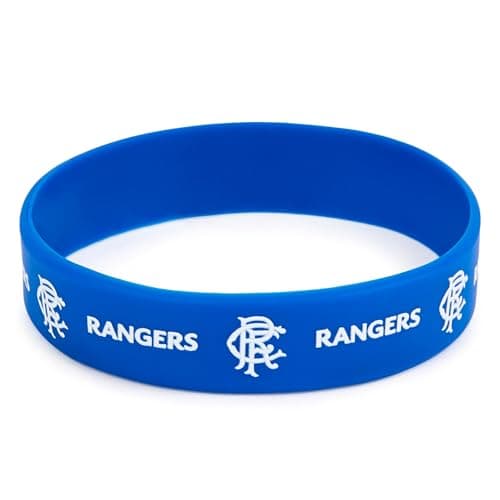 Image of Official Rangers FC Blue Silicone Wristband with Club Crest & 'RANGERS' Text - Football Merchandise