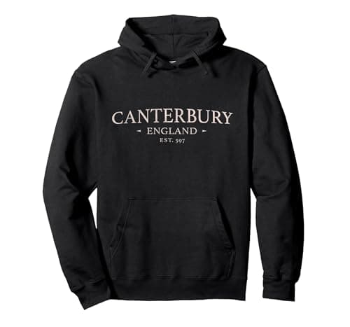 Image of Canterbury England - Simple Canterbury UK CV14 Pullover Hoodie, Adult Unisex, Black, Medium