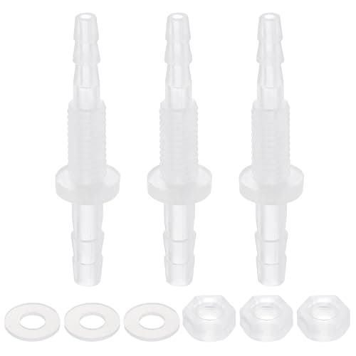 Image of sourcing map 3Pcs Plastic Hose Barb Fitting, 1/8" x 5/32"(3mm x 4mm) Bulkhead Adapter Union Splicer Mender Pipe Connector with M6 Nut and Washer for Aquarium Air Water Fuel