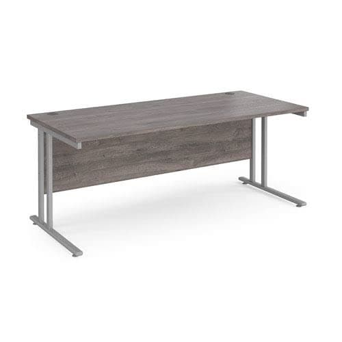 Image of Office Monster Cooper straight desk 1800mm x 800mm - silver cantilever leg frame, grey oak top