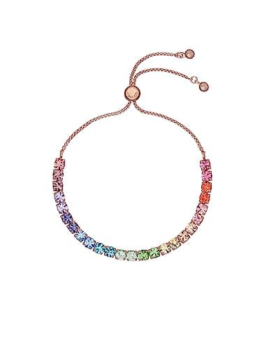 Image of Ted Baker Melrah Crystal Adjustable Tennis Bracelet For Women (Rose Gold/Rainbow Crystal)