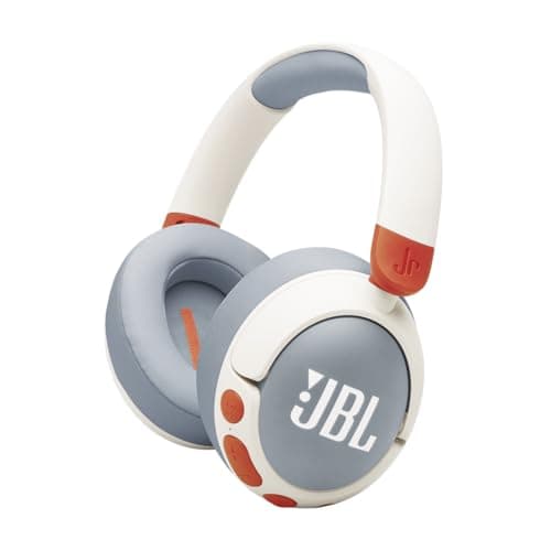 Image of JBL Junior 470 NC, Kid-Friendly Wireless Over-Ear Bluetooth Headphones with Active Noice Cancelling, Built-In Mic, 50H Playback, JBL Safe Sound, Low Volume, Easy Controls and Sticker Set, White