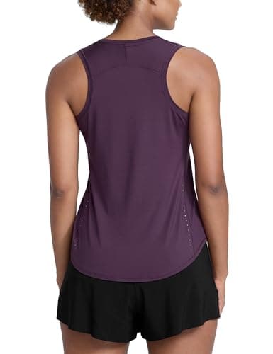 Image of CRZ YOGA Lightweight Tank Top for Women Racerback Sleeveless Workout Tops High Neck Athletic Running Shirts Deep Crocus Violet 12