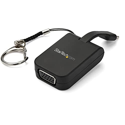 Image of StarTech.com Compact USB C to VGA Adapter - 1080p USB Type-C to VGA Video Display Converter with Keychain Ring - Active USB-C DP Alt Mode to VGA Monitor Dongle - Thunderbolt 3 Compatible (CDP2VGAFC)