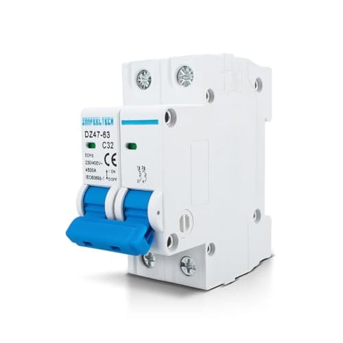 Image of Innfeeltech 1 Pcs 32 Amp Current 230V Miniature Circuit Breakers MCB Double Pole Type B for DIN Rail Mounting