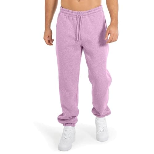 Image of NetSetUK Mens Fleece Jogging Bottoms Elasticated Joggers Cuffed Sweatpants with Zipper Pockets Drawstring Trousers Pants Gym Sport Workout Light Pink