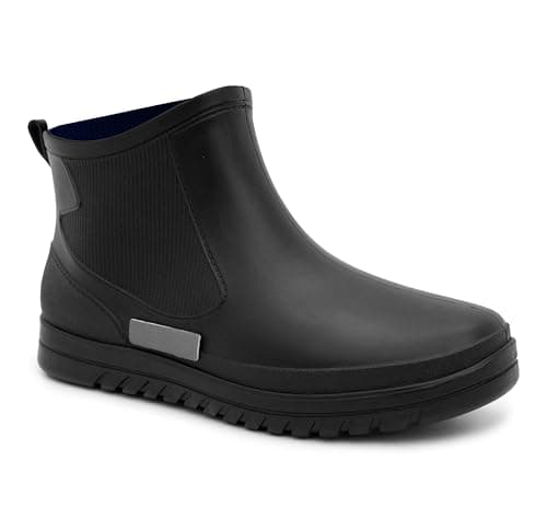 Image of IMTY Mens Ankle Wellies Boots Short Slip On Waterproof Garden Chelsea Rain Boot Snow Farm Gardening Outdoor Festival Wellingtons (Black, 9, UK Footwear Size System, Adult, Men, Numeric, Medium, 9)