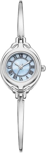 Image of XCZAP Ladies Fashion Exquisite Compact Quartz Watch Elegant Luxury Silver Women Watches Designer Alloy Waterproof Bracelet Wristwatch (Silver Blue)