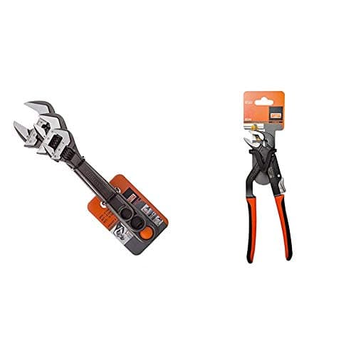 Image of Bahco BHADJUST 3 ADJ3 Set of 3 Adjustable Wrenches (8070/8071 / 8072), Grey, 16 Degree Head Angle & 8224 Slip Joint Plier 250MM