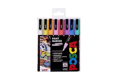 Image of POSCA Pens PC-3M Fine Tip Acrylic Paint Marker Pens, 8 Pastel Colours, For All Surfaces (Pack of 8 Pens)