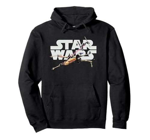 Image of Star Wars Logo Classic X-Wing vs TIE Fighter Space Battle Pullover Hoodie