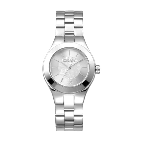 Image of DKNY Parsons Midi Quartz Watch 5 ATM, Silver, Standard Size, Modern