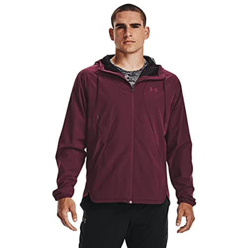 Image of Under Armour Mens Woven Windbreaker Jacket - Dark Maroon - XL