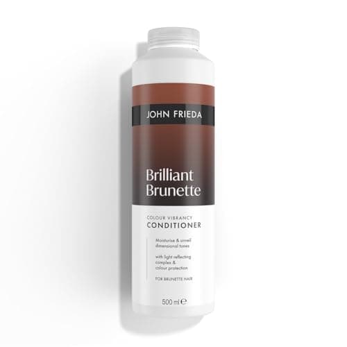 Image of John Frieda Brilliant Brunette Colour Vibrancy Conditioner 500ml. Brunette Conditioner for Brown Hair, Colour Treated Hair and Glossy Vibrancy