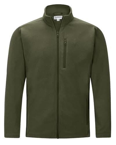 Image of 33,000ft Mens Fleece Jackets Lightweight Warm Full Zip Casual Coat Microfleece Sweater Outerwear Running Jacket for Outdoor Hiking Travelling Olive Green XL
