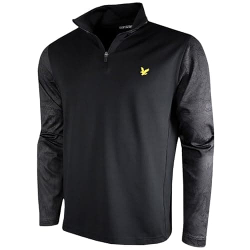 Image of Lyle & Scott Mens Printed Contour Midlayer Sweater - Jet Black - M