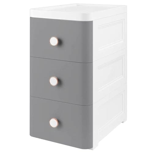 Image of SUNNYNEST 3 Floors Storage Drawers Unit Through Drawers Compact Vertical Design Durable Plastic Ideal for Organizing Office Crafts and Household Items (Gray)