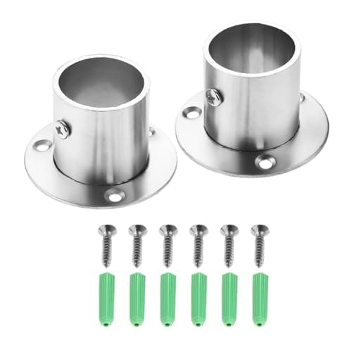 Image of Hicello 2Pcs Stainless Steel Wardrobe Rail Rod Pole Socket End Support Bracket Flange-32mm
