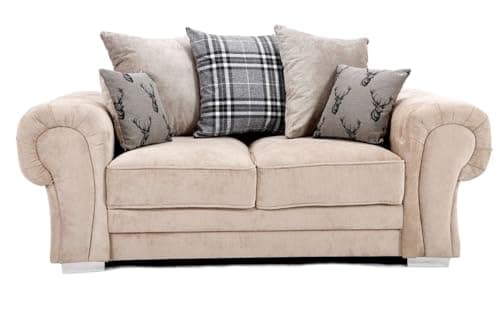 Image of Enchanting Furnishings UK - Verona Corner Sofa - Kensington Mink Fabric (Scatter Back Cushions) | Luxurious Living Room Furniture (2 Seater)