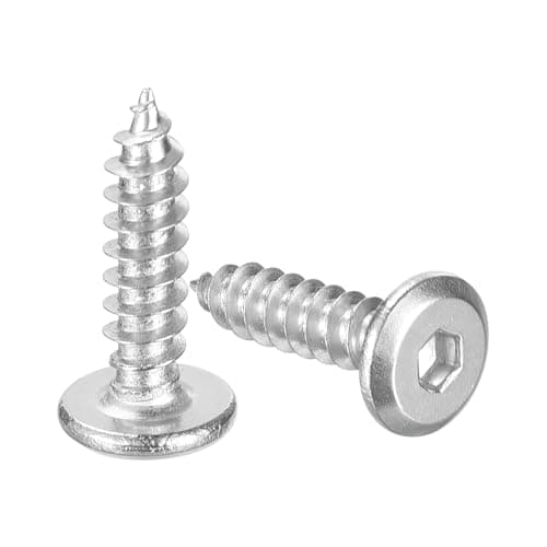 Image of sourcing map M4 x 16mm (50 Pack) Flat Round Socket Head Screws, Stainless Steel Self Tapping Full Thread Hex Socket Cap Screws for Wood Furniture