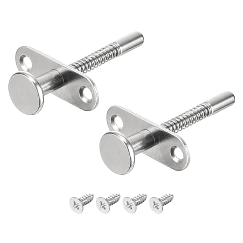 Image of sourcing map Plunger Latches, 6.5x70mm/0.26x2.76inch Steel Spring-Loaded Bolt Plunger Latch for Furniture Bed Door, 2Pcs